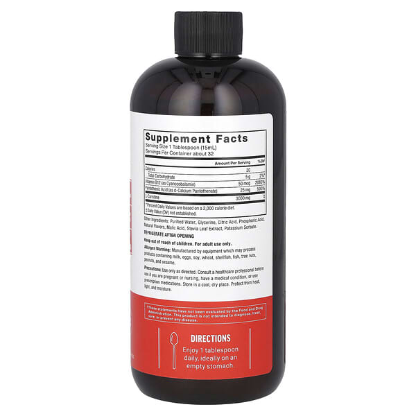 Alternative view of Force Factor, L-Carnitine Liquid, Berry, 3,000 mg , 16 fl oz (473 ml)