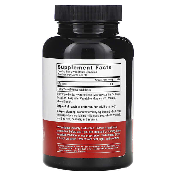 Alternative view of Force Factor, L-Tyrosine, 500 mg, 120 Vegetable Capsules