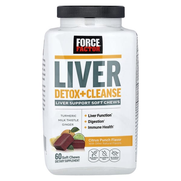 Force Factor, Liver Detox + Cleanse, Citrus Punch, 60 Soft Chews