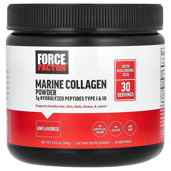 Force Factor, Marine Collagen Powder, Unflavored, 5.93 oz (168 g)