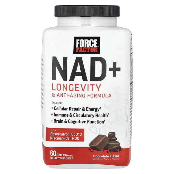 Force Factor, NAD + Longevity & Anti-Aging Formula, Chocolate, 60 Soft Chews