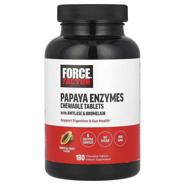 Force Factor, Papaya Enzymes, Tropical Fruit, 180 Chewable Tablets 4 Force Factor, Papaya Enzymes, Tropical Fruit, 180 Chewable Tablets