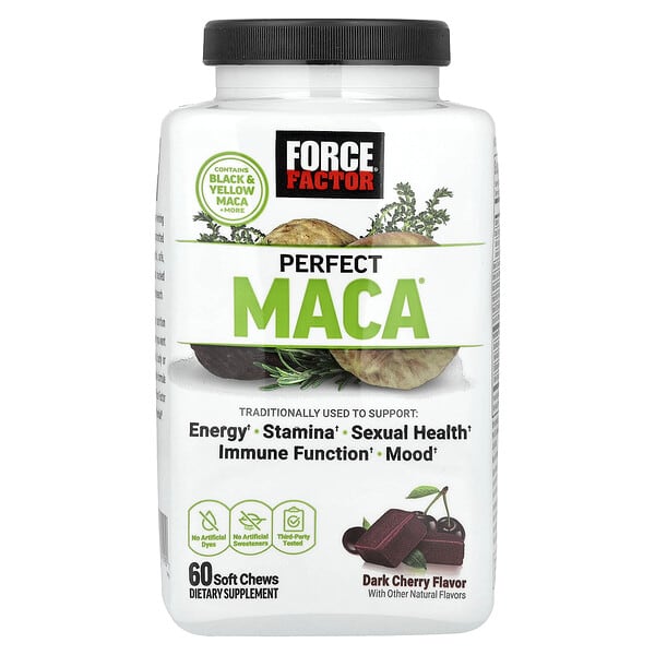 Force Factor, Perfect Maca®, Dark Cherry, 60 Soft Chews