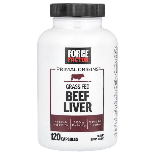 Force Factor, Primal Origins™, Grass-Fed Beef Liver, 120 Capsules (750 mg per Capsule)