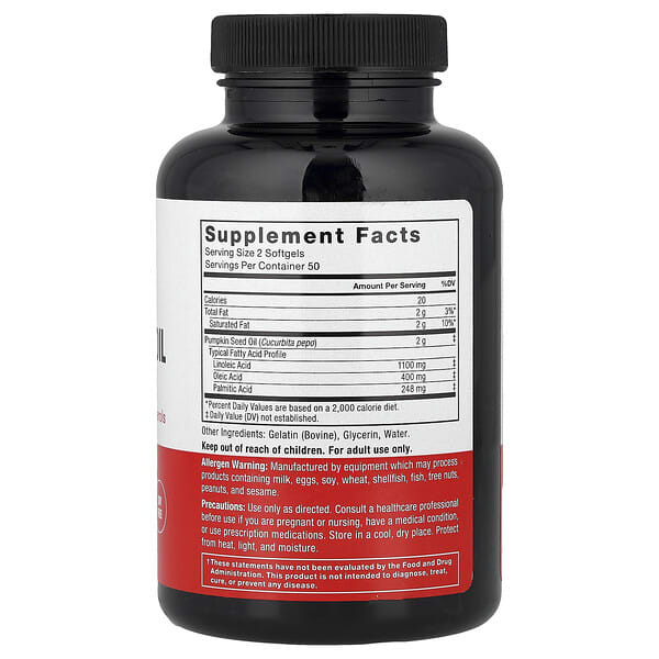 Alternative view of Force Factor, Pumpkin Seed Oil, 1,000 mg, 100 Softgels