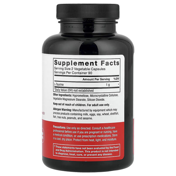 Alternative view of Force Factor, Taurine, 180 Vegetable Capsules (500 mg per Capsule)