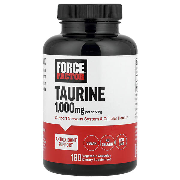 Force Factor, Taurine, 180 Vegetable Capsules (500 mg per Capsule)