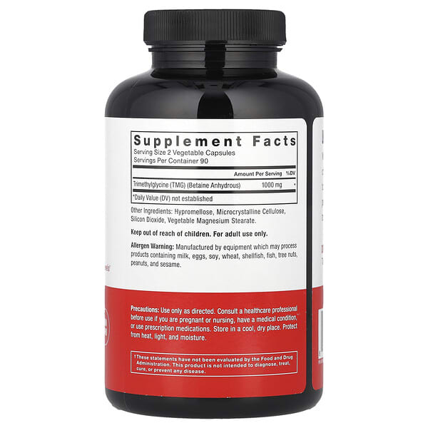 Alternative view of Force Factor, TMG Betaine, 180 Vegetable Capsules (500 mg per Capsule)