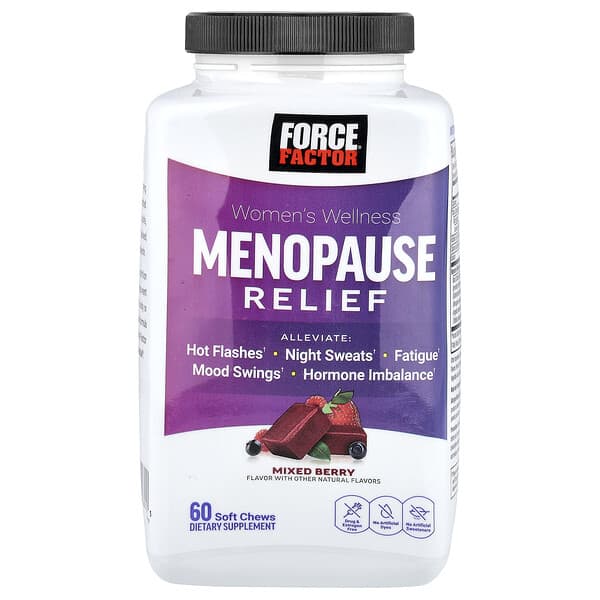 Force Factor, Women's Wellness, Menopause Relief, Mixed Berry, 60 Soft Chews