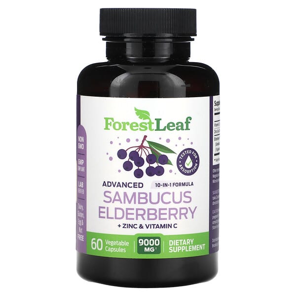 Forest Leaf, Advanced Sambucus Elderberry + Zinc & Vitamin C, 60 Vegetable Capsules