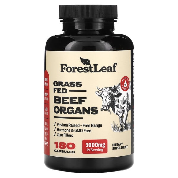 Forest Leaf, Grass Fed Beef Organs, 180 Capsules