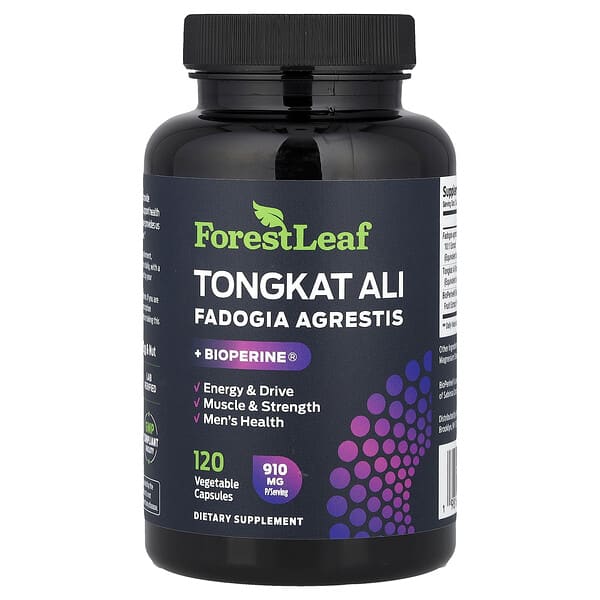 Forest Leaf, Tongkat Ali + Fadogia Agrestis + BioPerine®, 120 Vegetable Capsules