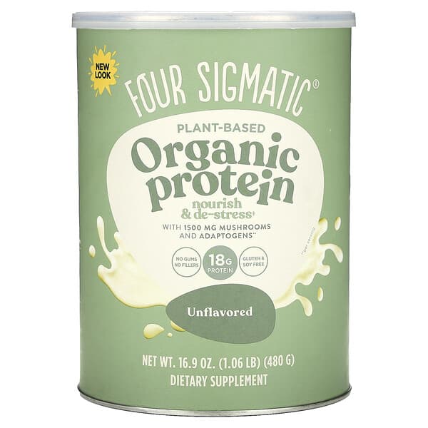 Four Sigmatic, Plant-Based Organic Protein with Mushrooms & Adaptogens , Unflavored, 1.06 lb 16.9 oz (480 g) 5 Four Sigmatic, Plant-Based Organic Protein with Mushrooms & Adaptogens , Unflavored, 1.06 lb 16.9 oz (480 g)