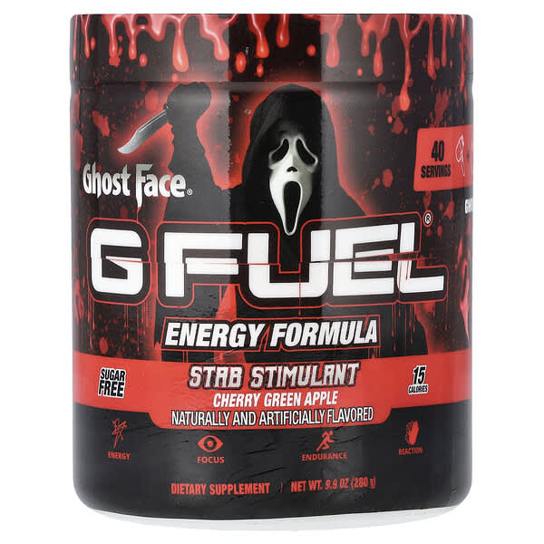 G FUEL, Energy Formula, Ghost Face®, Cherry Green Apple, 9.9 oz (280 g)