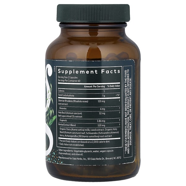 Alternative view of Gaia Herbs, Adrenal Health®, Daily Support, 120 Liquid Phyto-Caps®