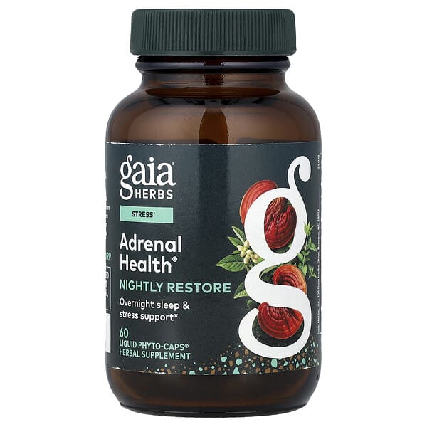Gaia Herbs, Adrenal Health®, Nightly Restore, 60 Liquid Phyto-Caps®