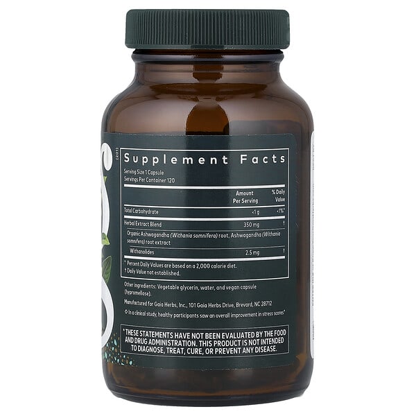 Alternative view of Gaia Herbs, Ashwagandha Root, 120 Liquid Phyto-Caps® (350 mg Per cap)