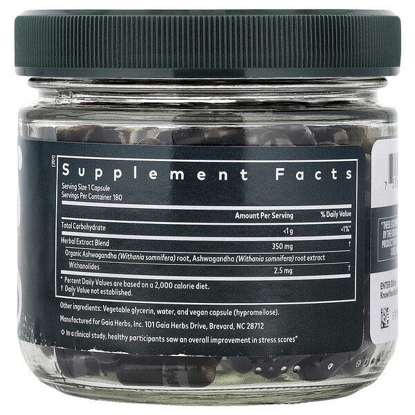 Alternative view of Gaia Herbs, Ashwagandha Root, 180 Liquid Phyto-Caps