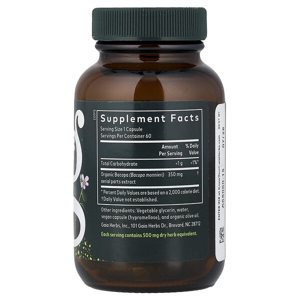 Alternative view of Gaia Herbs, Bacopa, 60 Liquid Phyto-Caps® (350 mg Per cap)