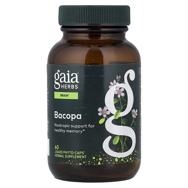 Gaia Herbs, Bacopa, 60 Liquid Phyto-Caps® (350 mg Per cap)
