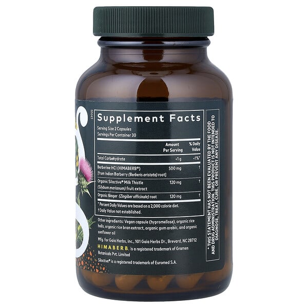 Alternative view of Gaia Herbs, Berberine & Milk Thistle, 60 Vegan Capsules