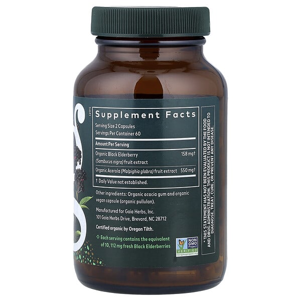 Alternative view of Gaia Herbs, Black Elderberry , 120 Vegan Capsules
