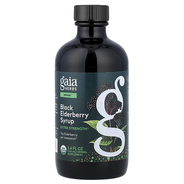 Gaia Herbs, Black Elderberry Syrup, 5.4 fl oz (160 ml)