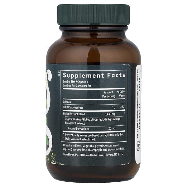 Gaia Herbs, Ginkgo Leaf, 60 Liquid Phyto-Caps® 2 Gaia Herbs, Ginkgo Leaf, 60 Liquid Phyto-Caps® - Ảnh 2