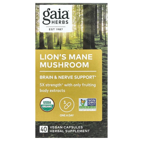 Gaia Herbs, Lion's Mane Mushroom, 40 Vegan Capsules