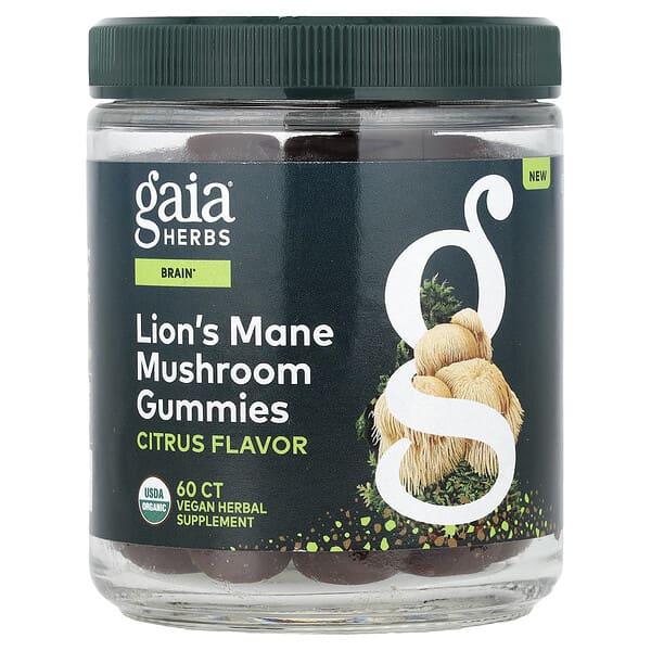 Gaia Herbs, Lion's Mane Mushroom Gummies, Citrus, 60 Gummies
