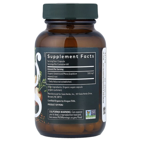 Alternative view of Gaia Herbs, Maca Root, 60 Vegan Capsules (500 mg per Capsule)