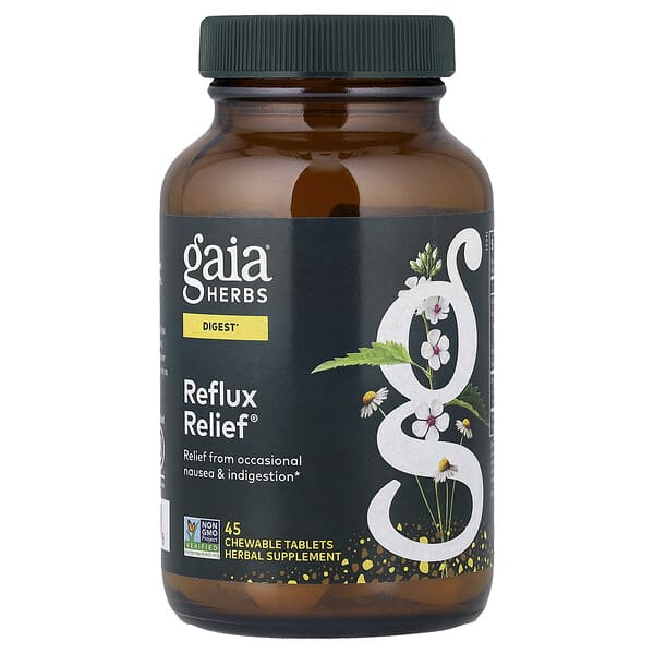 Gaia Herbs, Reflux Relief®, 45 Chewable Tablets