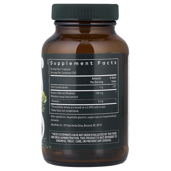 Alternative view of Gaia Herbs, Rhodiola Rosea, 120 Liquid Phyto-Caps® (120 mg Per cap)