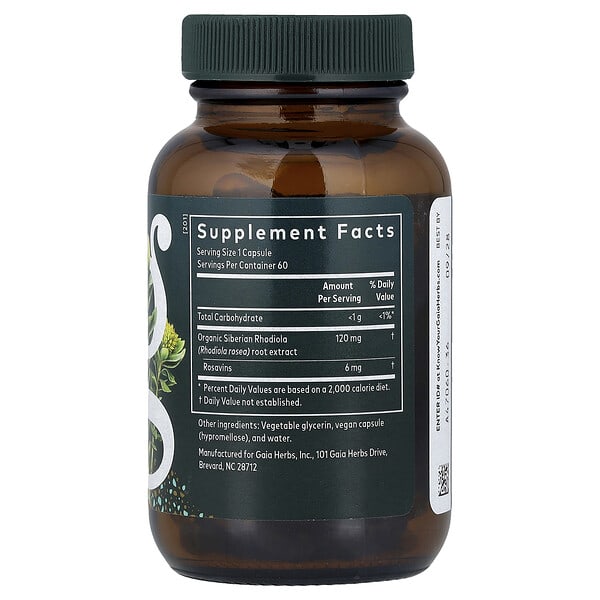 Alternative view of Gaia Herbs, Rhodiola Rosea, 60 Liquid Phyto-Caps®