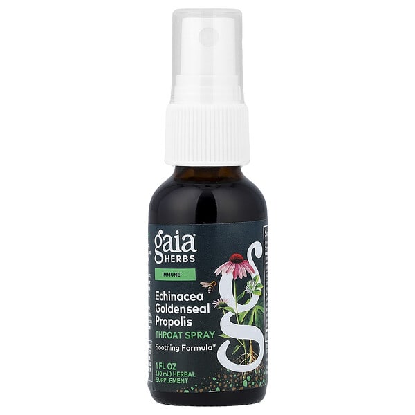 Gaia Herbs, Throat Spray, Echinacea Goldenseal Propolis, 1 fl oz (30 ml)
