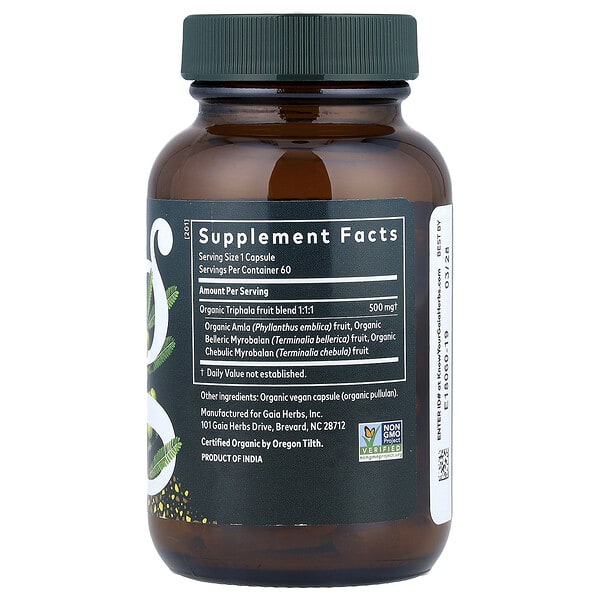 Alternative view of Gaia Herbs, Triphala Fruit, 60 Vegan Capsules