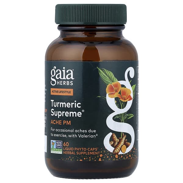 Gaia Herbs, Turmeric Supreme®, Ache PM , 60 Liquid Phyto-Caps®