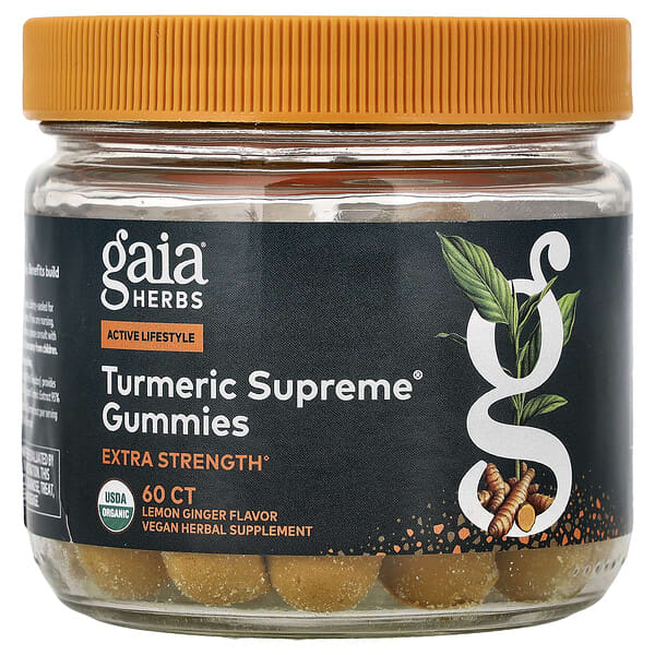 Gaia Herbs, Turmeric Supreme® Gummies, Lemon Ginger, 60 Gummies