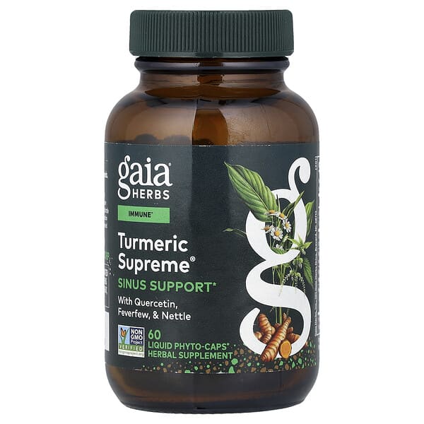 Gaia Herbs, Turmeric Supreme®, Sinus Support, 60 Liquid Phyto-Caps®