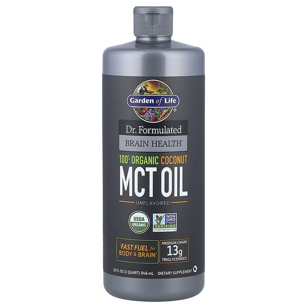 Garden of Life, Dr. Formulated Brain Health, 100% Organic Coconut MCT Oil, Unflavored, 32 fl oz (946 ml)