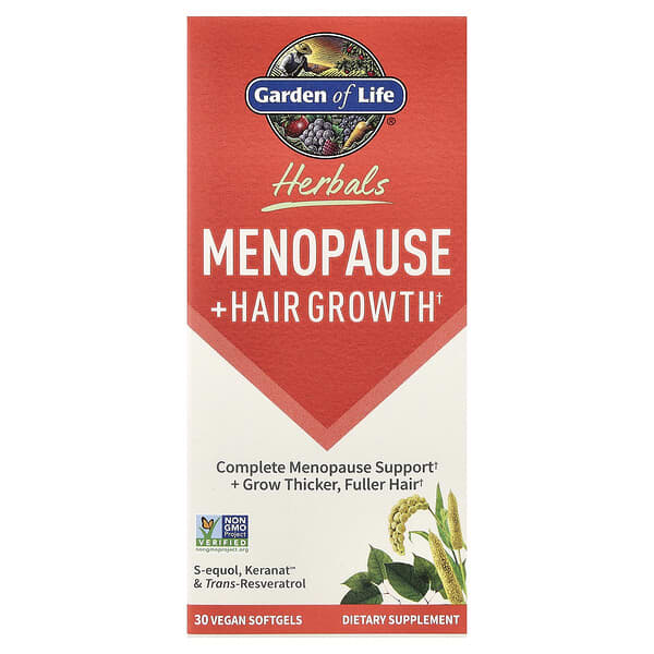 Garden of Life, Herbals, Menopause + Hair Growth, Berry, 30 Vegan Softgels