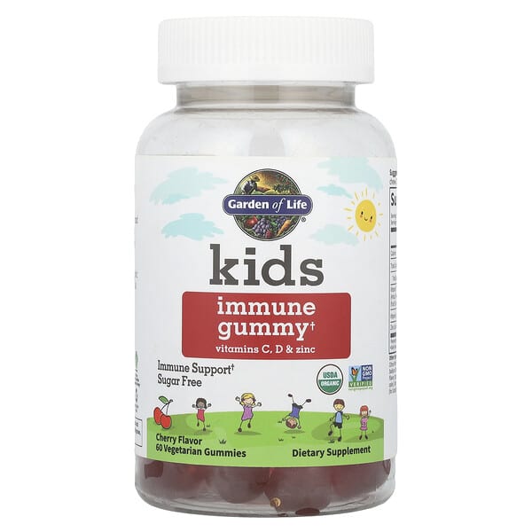 Garden of Life, Kid's Immune Gummy + Vitamin C, D & Zinc, Cherry, 60 Vegetarian Gummies