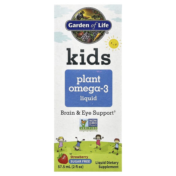 Garden of Life, Kids Plant Omega-3 Liquid, Strawberry, 2 fl oz (57.5 ml)