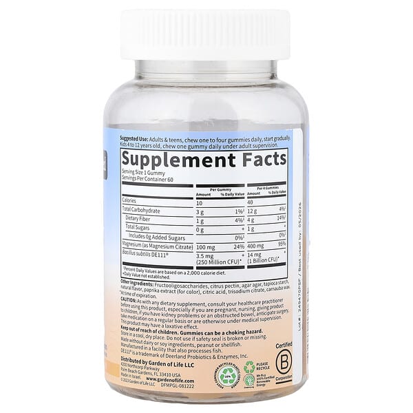 Alternative view of Garden of Life, Magnesium with Pre & Probiotics Gummies, Peach, 60 Gummies