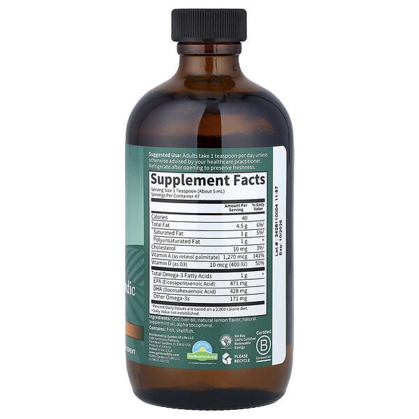 Alternative view of Garden of Life, Olde World® Icelandic Cod Liver Oil, Lemon Mint, 8 fl oz (236 ml)