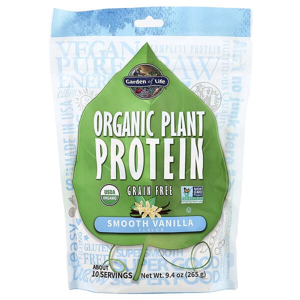 Garden of Life, Organic Plant Protein, Grain Free, Smooth Vanilla, 9.4 oz (265 g)