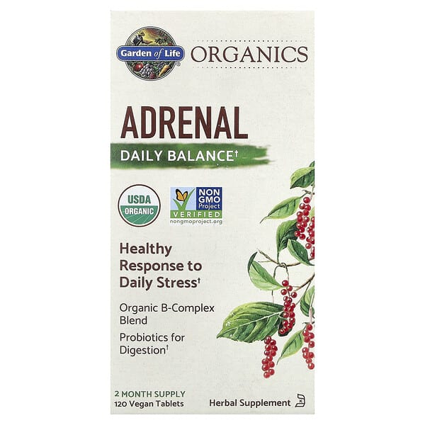 Garden of Life, Organics, Adrenal, Daily Balance, 120 Vegan Tablets