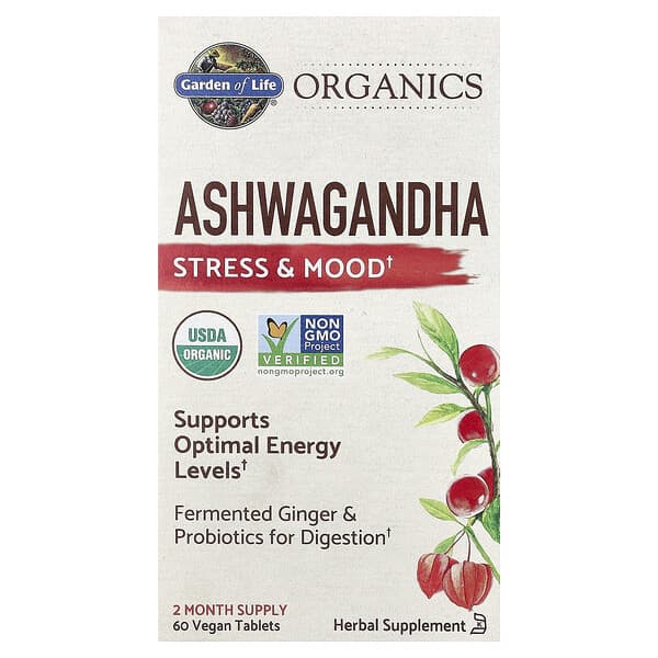 Garden of Life, Organics, Ashwagandha, 60 Vegan Tablets (600 mg per Tablet)