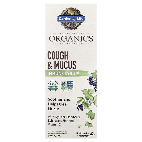 Garden of Life, Organics, Cough & Mucus Immune Syrup, 5 fl oz ( 150 ml)