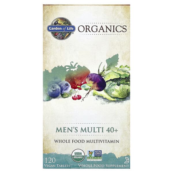Garden of Life, Organics, Men's Multi 40+, 120 Vegan Tablets